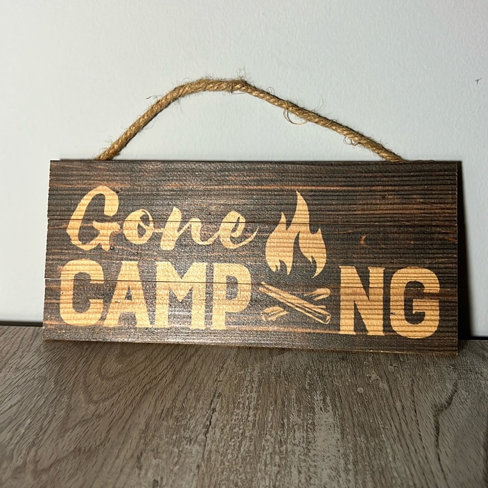 Wooden 'Gone Camping' Sign